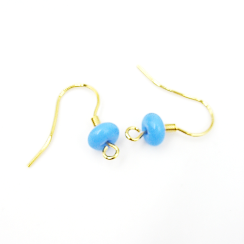 2 supports crochets de boucles d'oreilles en acier inoxydable et rondelles bleues