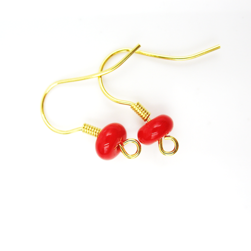2 supports crochets de boucles d'oreilles en acier inoxydable et rondelles rougeondelles bleues