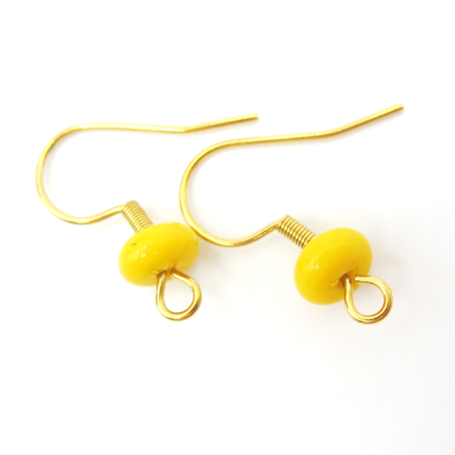 2 supports crochets de boucles d'oreilles en acier inoxydable et rondelles jaunes