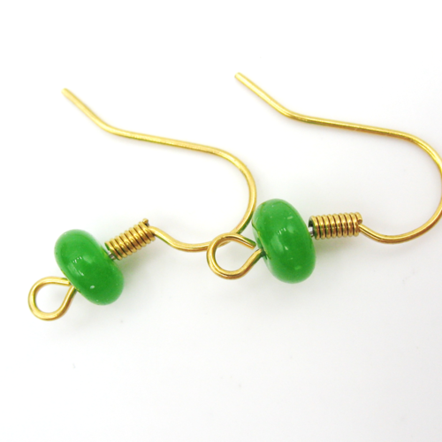 2 supports crochets de boucles d'oreilles en acier inoxydable et rondelles vertes