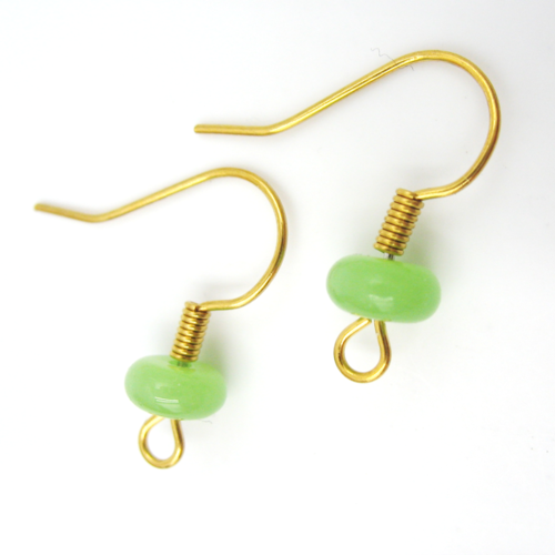2 supports crochets de boucles d'oreilles en acier inoxydable et rondelles vertes