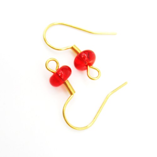 2 supports crochets de boucles d'oreilles en acier inoxydable et rondelles rouges