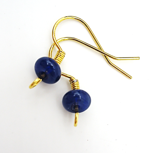 2 supports crochets de boucles d'oreilles en acier inoxydable et rondelles bleues