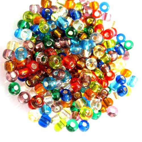10 g de perles en verre multicolores transparentes rocailles 4 mm 