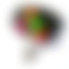 Pendentif, breloque ballons émaillés colorés en plaqué argent 