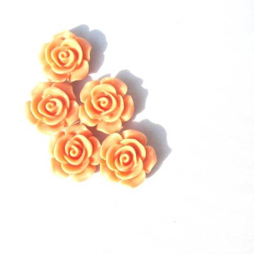 2 fleurs cabochons rose beige rose en résine de 14 mm