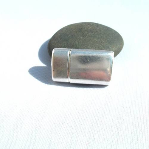 1 fermoir magnétique argenté rectangle pour cuir de 10 mm