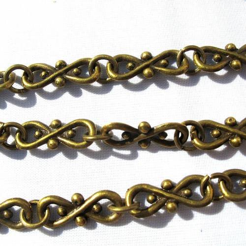 2 chaînes bronze fantaisies d'un mètre  maillon de 17 mm