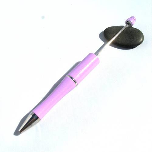 Stylo à bille personnalisable avec des perles  couleur lilas