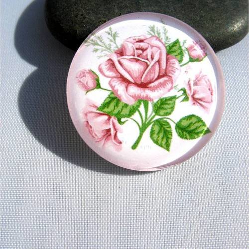 Cabochon en verre rose rose 25 mm