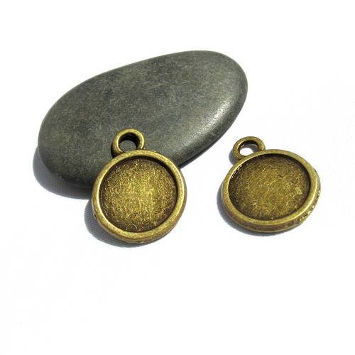 2 supports cabochons bronze taille à incruster 12 mm