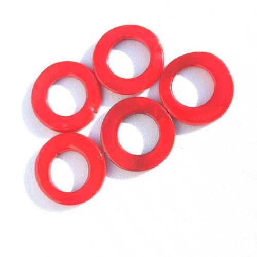 5 perles donuts coquillage 20 mm rouge