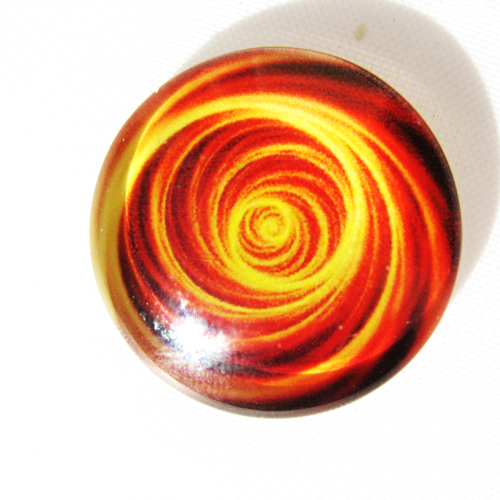 Cabochon en verre 20 mm  spiral rouge et jaune