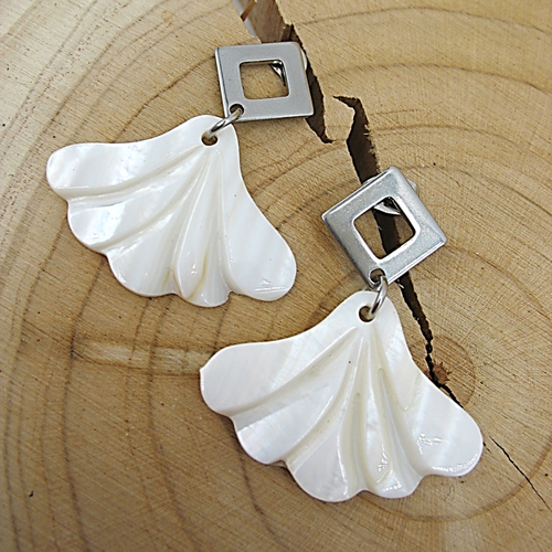 Boucles d'oreilles nacre et acier inoxydable