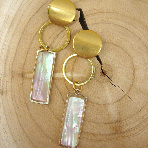 Boucles d'oreilles en acier inoxydable et nacre