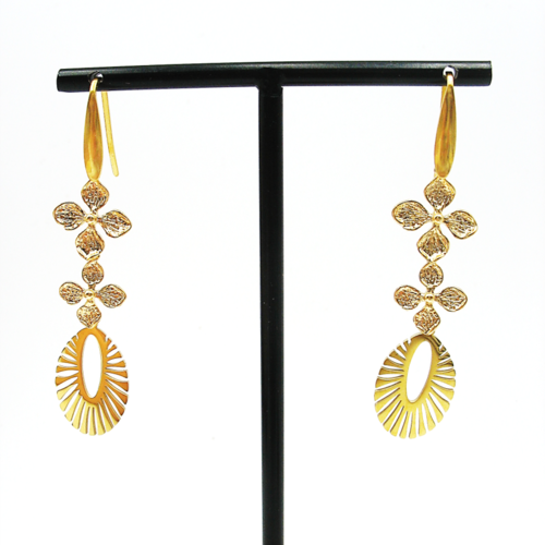 Boucles d'oreilles florales en acier inoxydable doré