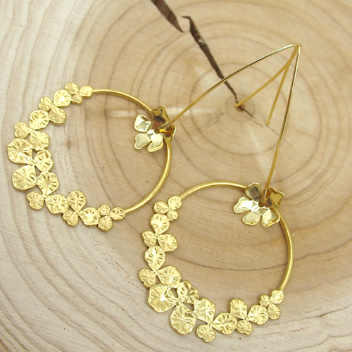 Boucles d'oreilles florales en acier inoxydable doré