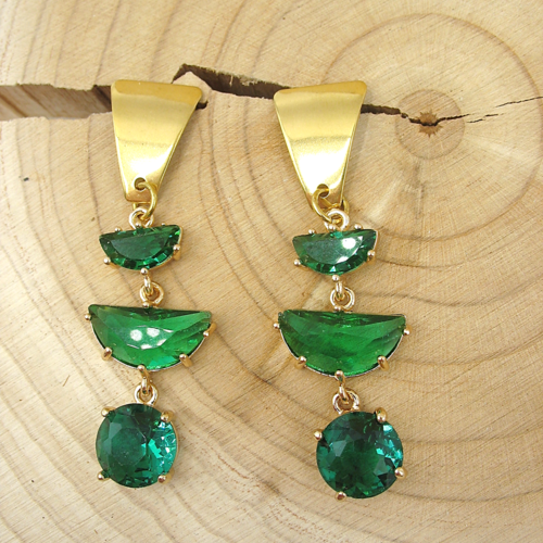 Boucles d'oreilles en verre transparent vertes