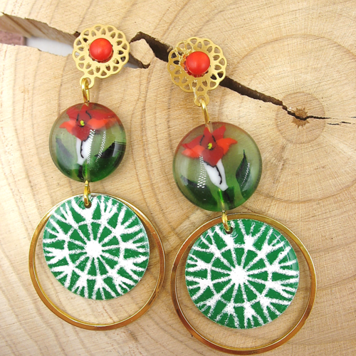 Boucles d'oreilles nacre et acier inoxydable