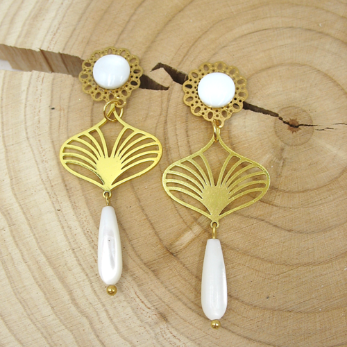 Boucles d'oreilles nacre et acier inoxydable