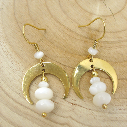 Boucles d'oreilles nacre et acier inoxydable