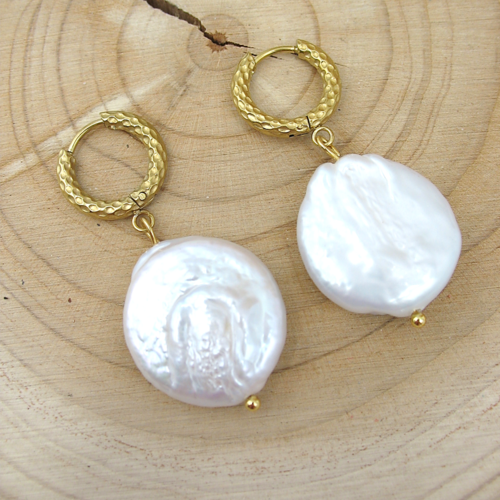 Boucles d'oreilles  perles d'eau douce baroques