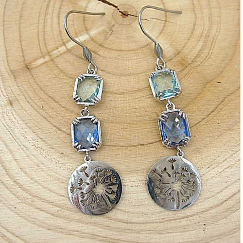 Boucles d'oreilles en verre transparent bleues