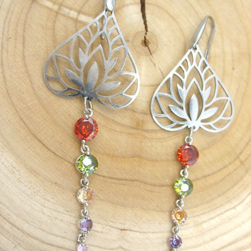 Boucles d'oreilles en verre transparent orange et noir