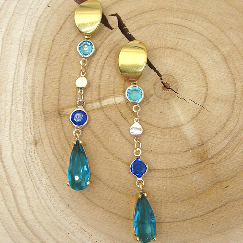 Boucles d'oreilles en verre transparent bleu