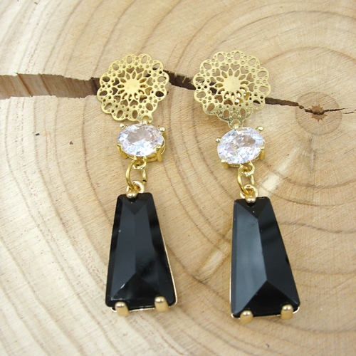 Boucles d'oreilles en verre transparent prune