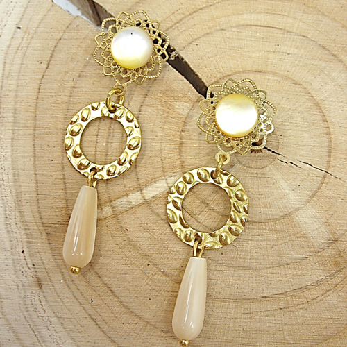 Boucles d'oreilles nacre et acier inoxydable