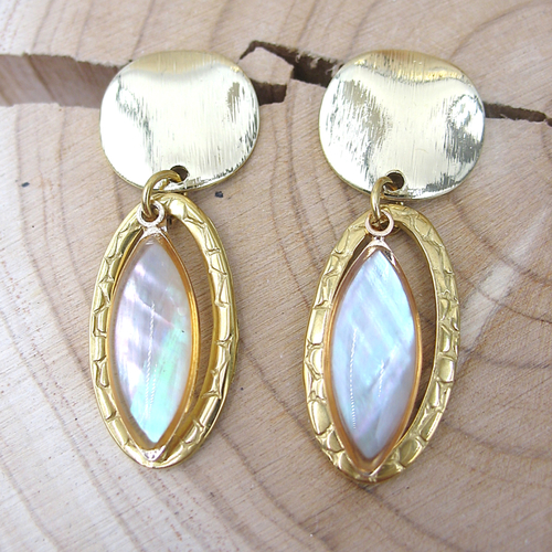 Boucles d'oreilles en acier inoxydable et nacre