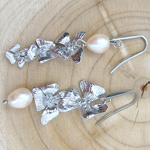 Boucles d'oreilles perles de culture d'eau douce rosées