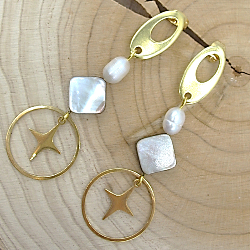 Boucles d'oreilles nacre et perles de culture d'eau douce