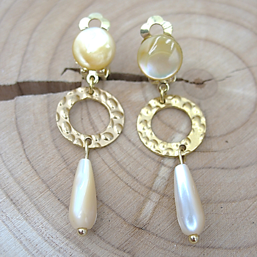 Boucles d'oreilles nacre et acier inoxydable