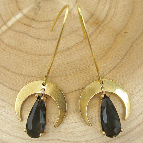 Boucles d'oreilles en verre transparent gris