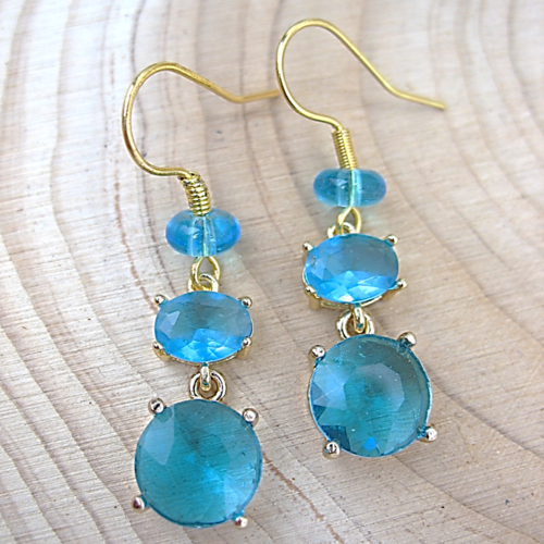 Boucles d'oreilles en verre transparent  turquoise