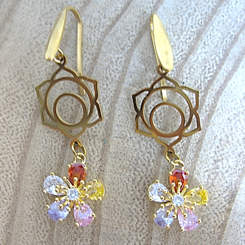 Boucles d'oreilles fleurs multicolores
