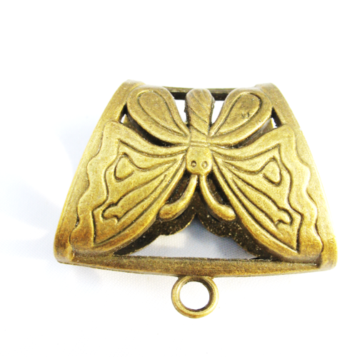 Bélière pour foulard papillon bronze