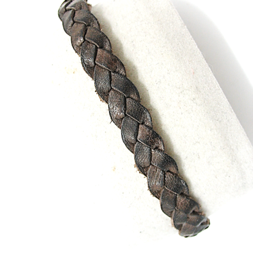 Bracelet cuir tressé chocolat avec fermoir magnétique