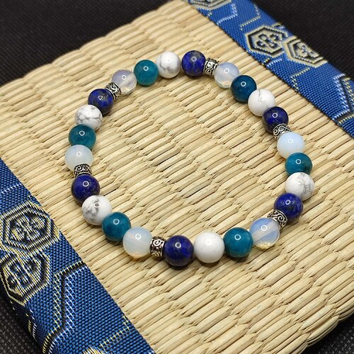 Bracelet minceur , pierre pour maigrir howlite, apatite, lapis lazuli , quartz blanc, coupe faim, perles  8 mm