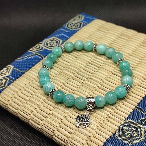 Bracelet amazonite du brésil qualité aaa en perles naturelles, bracelet contre la dépression