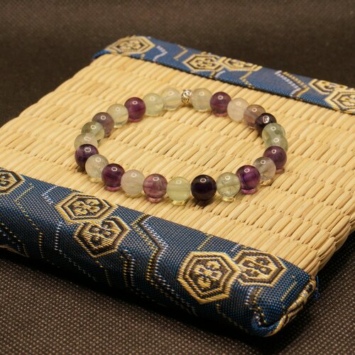 Bracelet en fluorite verte ou fluorite violette perles naturelles, pierres semi précieuses véritables, homme , femme