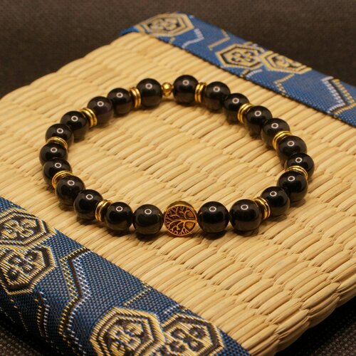 Bracelet en obsidienne noire , bracelet anti anxiété , pierres semi précieuses véritables