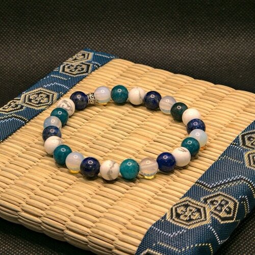 Bracelet minceur en pierres naturelles, bracelet pour maigrir , pierre pour maigrir howlite, apatite, lapis lazuli , quartz blanc, 8 mm