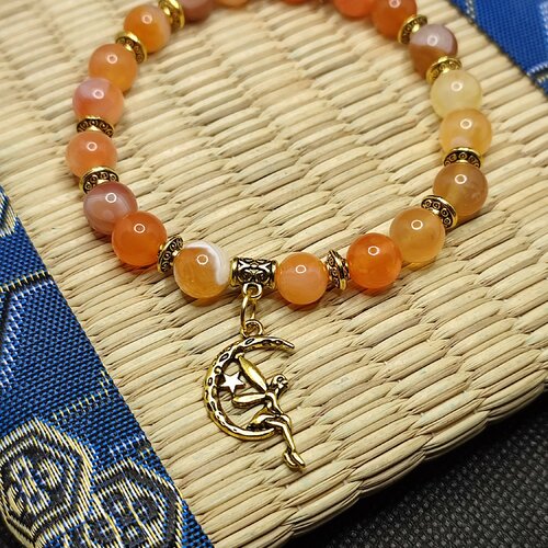 Bracelet agate du botswana orange, bracelet anti stress, anti angoisse , anxiété fée