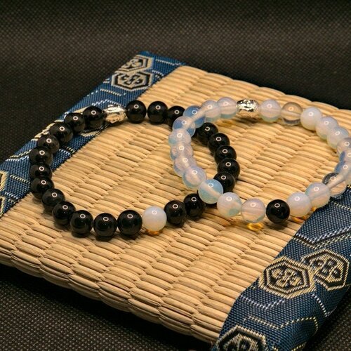 Bracelets duo , bracelet distance , bracelet couple , en pierres naturelles, obsidienne no obsidienne noire et quartz blanc