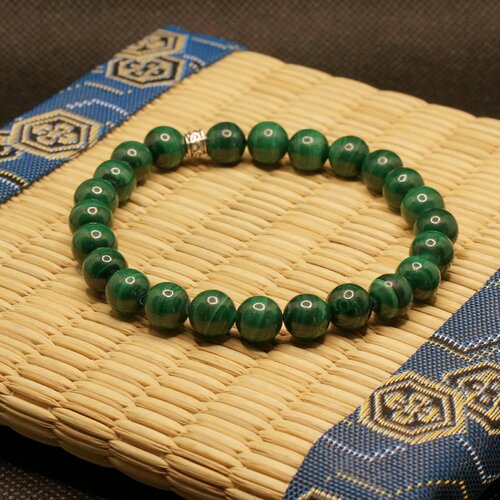 Bracelet en malachite de zambie, artisanal en perles naturelles de 8 mm, bracelet anti douleur