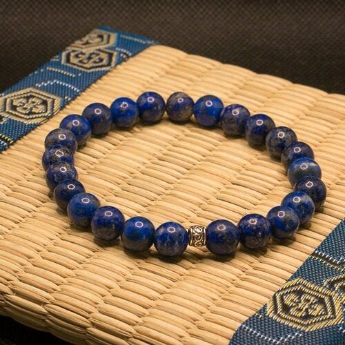 Bracelet perles lapis lazuli artisanal en perles naturelles de 8 mm, pierres semi précieuses véritables, homme , femme