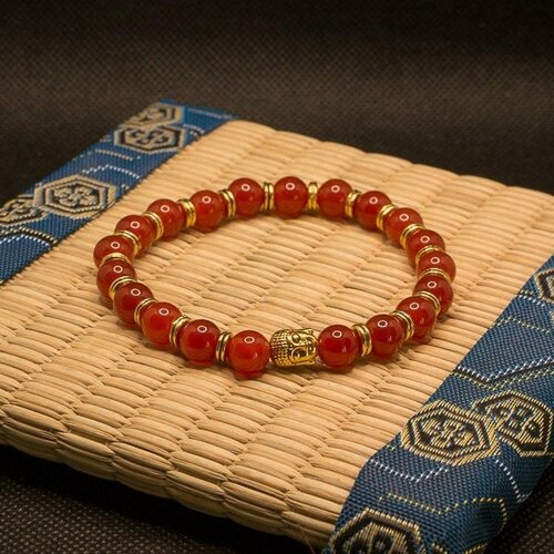 Bracelet en cornaline rouge artisanal en perles naturelles de 8 mm, pierres semi précieuses véritables, homme , femme